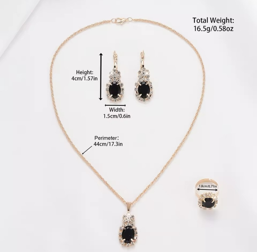 Подарочный набор для женщин наручные часы браслет кольцо ожерелье и серьги без подарочной коробки черный Киев - изображение 6