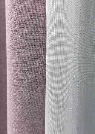 Комплект штор VR-Textil 100% блекаут ASHEN NIGHT 150х270 2шт і Тюль 500х270 1843ш-1153т пудровий з білим 71-088/4 Київ