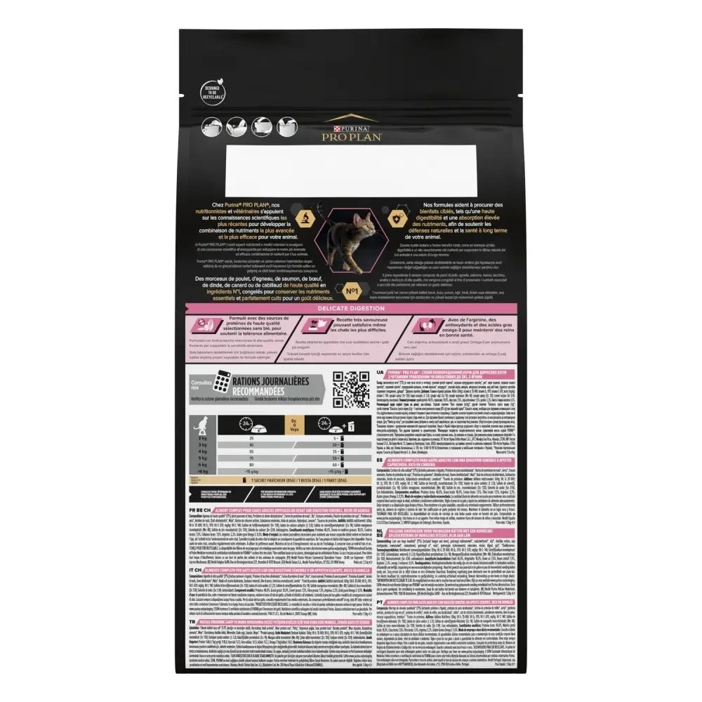 Сухой корм PRO PLAN Adult 1+ Delicate Digestion для взрослых кошек с чувствительным пищеварением и требовательных к еде, с ягненком, 1.5 кг Киев - изображение 3