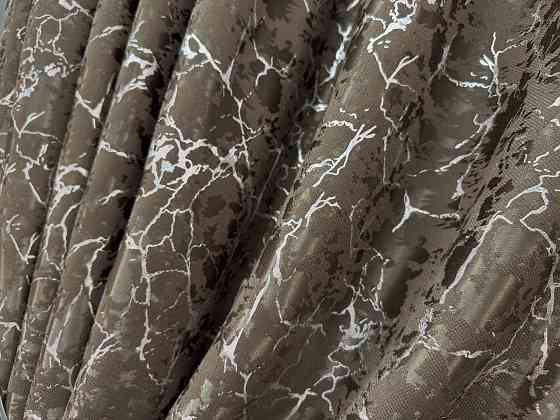Комплект готових штор VR-Textil Льон мармур Royal Touch № 2008ш Сіро-коричневий 200х270 см 2 шт (32-482) Київ