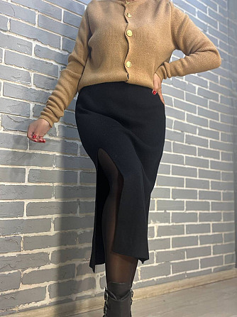Женская юбка My fashion 891 вязкая теплая разрез французская длина one size черная, черный, one size Одесса - изображение 5