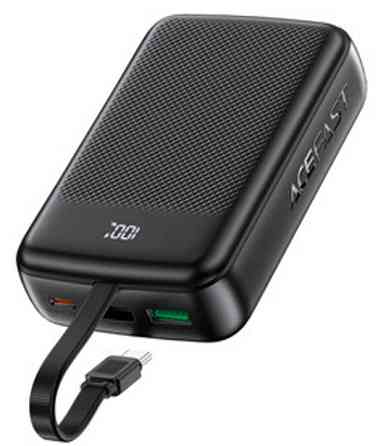 Зовнішній акумулятор ACEFAST M14 PD20W power bank with cable 20000mAh Black Київ