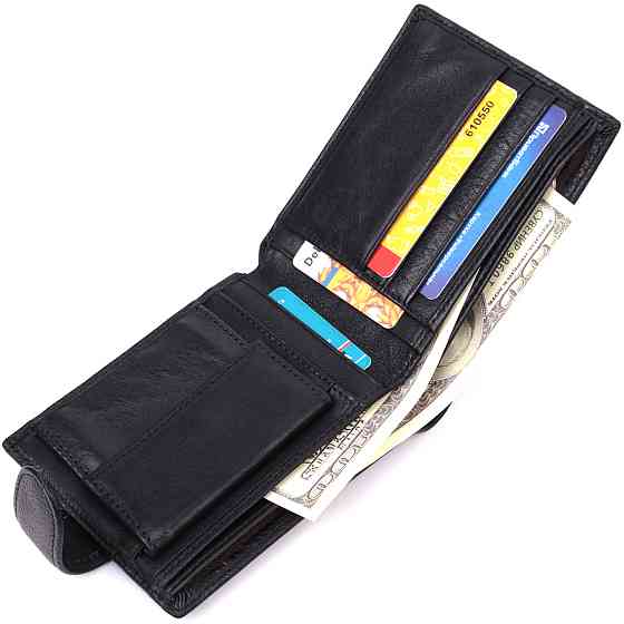 Горизонтальный кошелек для мужчин из натуральной кожи Vintage sale_15037 Черный Киев