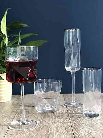 Стакан-доф для віскі соку "Прозора Геометрія" 400 мл прозорий скло незвичайна форма Київ