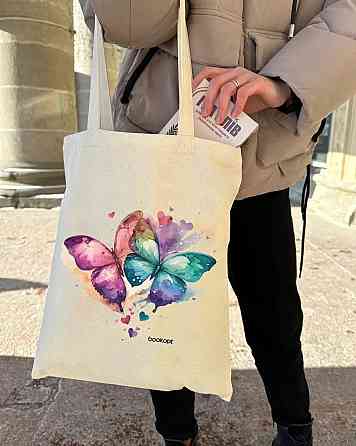 Екошопер BookOpt ВК4060 Кольорові метелики в любові бежевий Луцьк