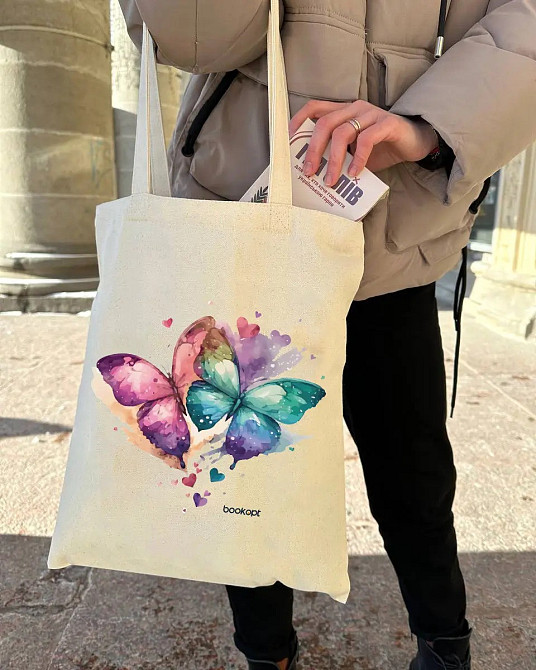 Екошопер BookOpt ВК4060 Кольорові метелики в любові бежевий Луцьк - фото 4