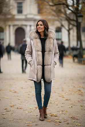 Парка жіноча з хутром песця під Соболь Пудровий р46 75 см Харків