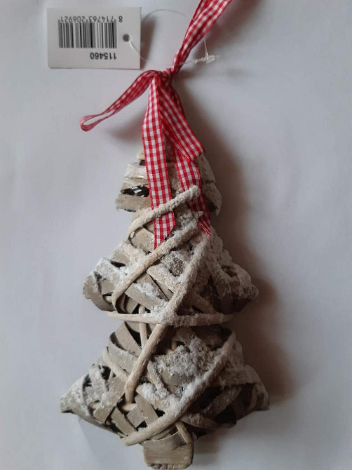 Дерев`яні прикраси на ялинку Ялинка 23 на 11 см сіро-червоний Київ - фото 1