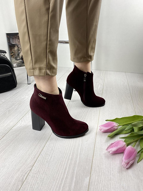 Женские черевики 95 бордовые замша натуральная высота каблука 9см размеры 36р 37р (1215) Коломия - фото 8