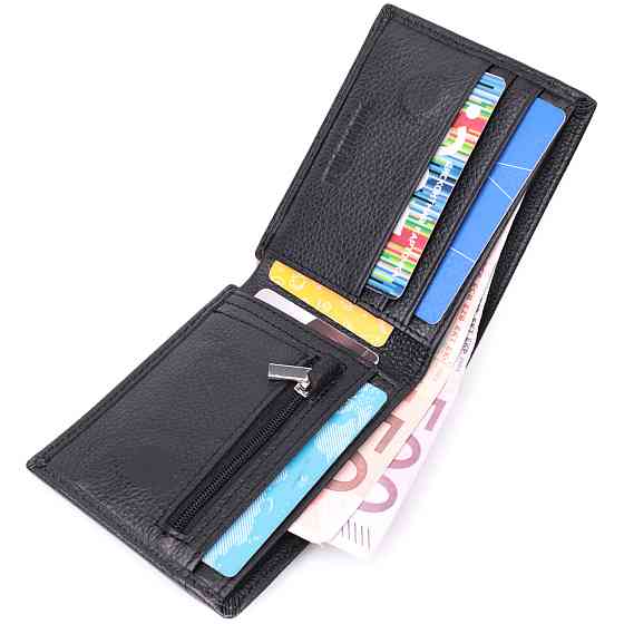 Компактное мужское портмоне из натуральной кожи ST Leather 22486 Черный Киев