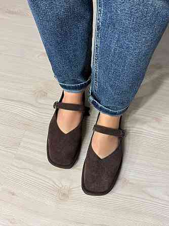 Балетки жіночі Meideli 0109-7 Mary Jane з ремінцем натуральна замша коричневі, 38, 24,5 см Київ