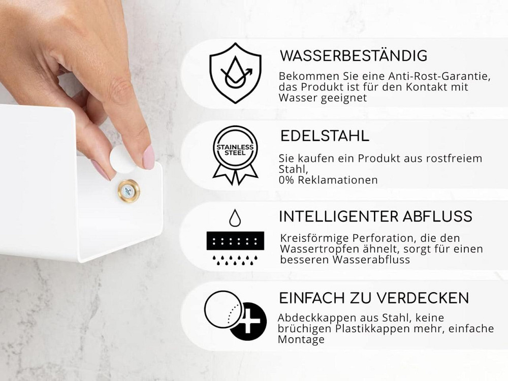 Полка для душа DABSTORY 01-004-0250-W-B-FBA Белая 25 см навесная нержавеющая стальная угловая стойка Киев - изображение 8