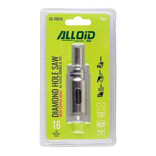 Свердло корончате алмазне по склу та кераміці 16мм з центрувальним свердлом Alloid Одеса
