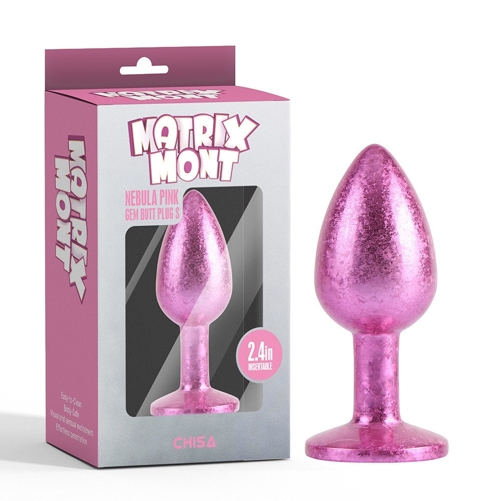 Анальна пробка рожева поталь CHISA MATRIX MONT з рожевим каменем, розмір S Sex Aura Київ - фото 1