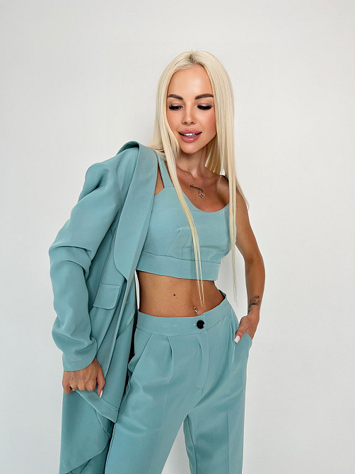 Костюм-трійка з топом "Vanity" оптом I Розпродаж моделі Фісташковий, 48 Київ - фото 1