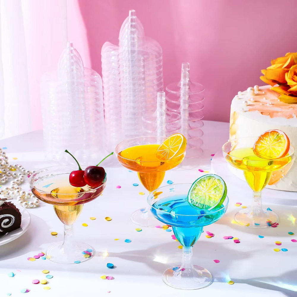 Набор бокалов для маргариты 150 мл, 10 шт, многоразовые, пластиковые, прозрачные для коктейлей с съёмной ножкой Каменец-Подольский - изображение 9