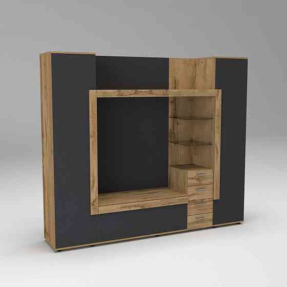 Стенка в гостиную под ТВ Exo-1, Дуб Аппалачи/Антрацит, 2160х420х1850 Львов