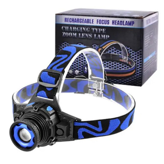 Потужний ліхтар налобний W001-XPE, Li-Ion Акум, Zoom, ЗУ 220V/12V, Box Бровари - фото 3