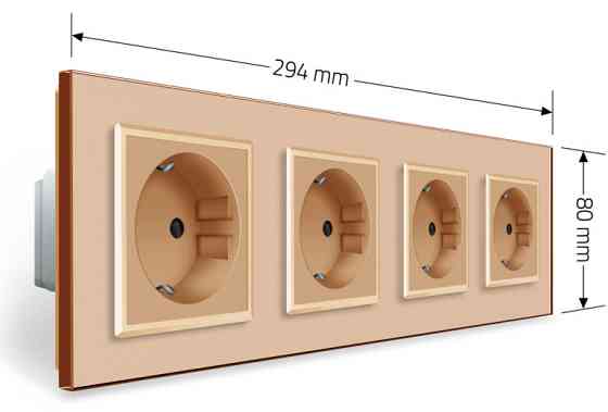 LIVOLO Чотиримісна електрична розетка з заземленням LIVOLO, золота, скляна рамка, шторки, 250В Коломыя
