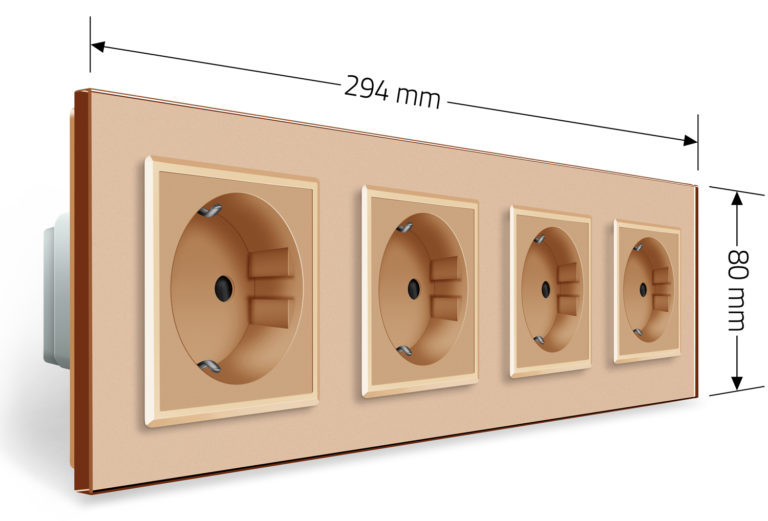 LIVOLO Чотиримісна електрична розетка з заземленням LIVOLO, золота, скляна рамка, шторки, 250В Коломия - фото 5