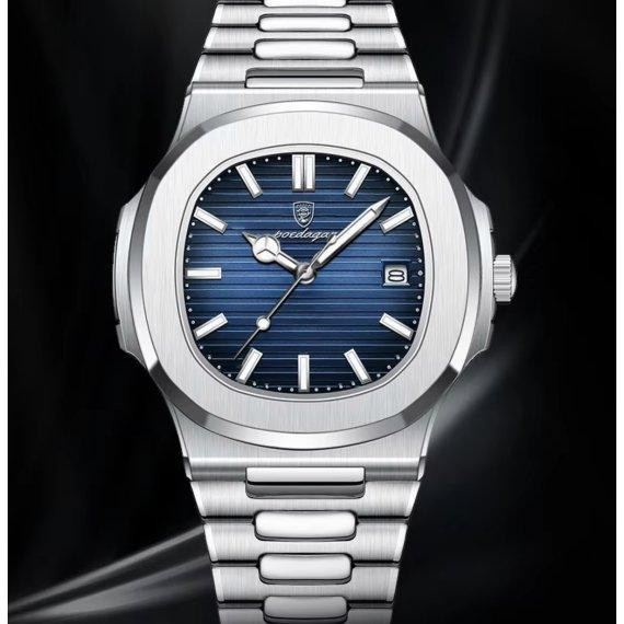 Чоловічий наручний годинник Poedagar Great (Сріблястий з синім) Вінниця - фото 5