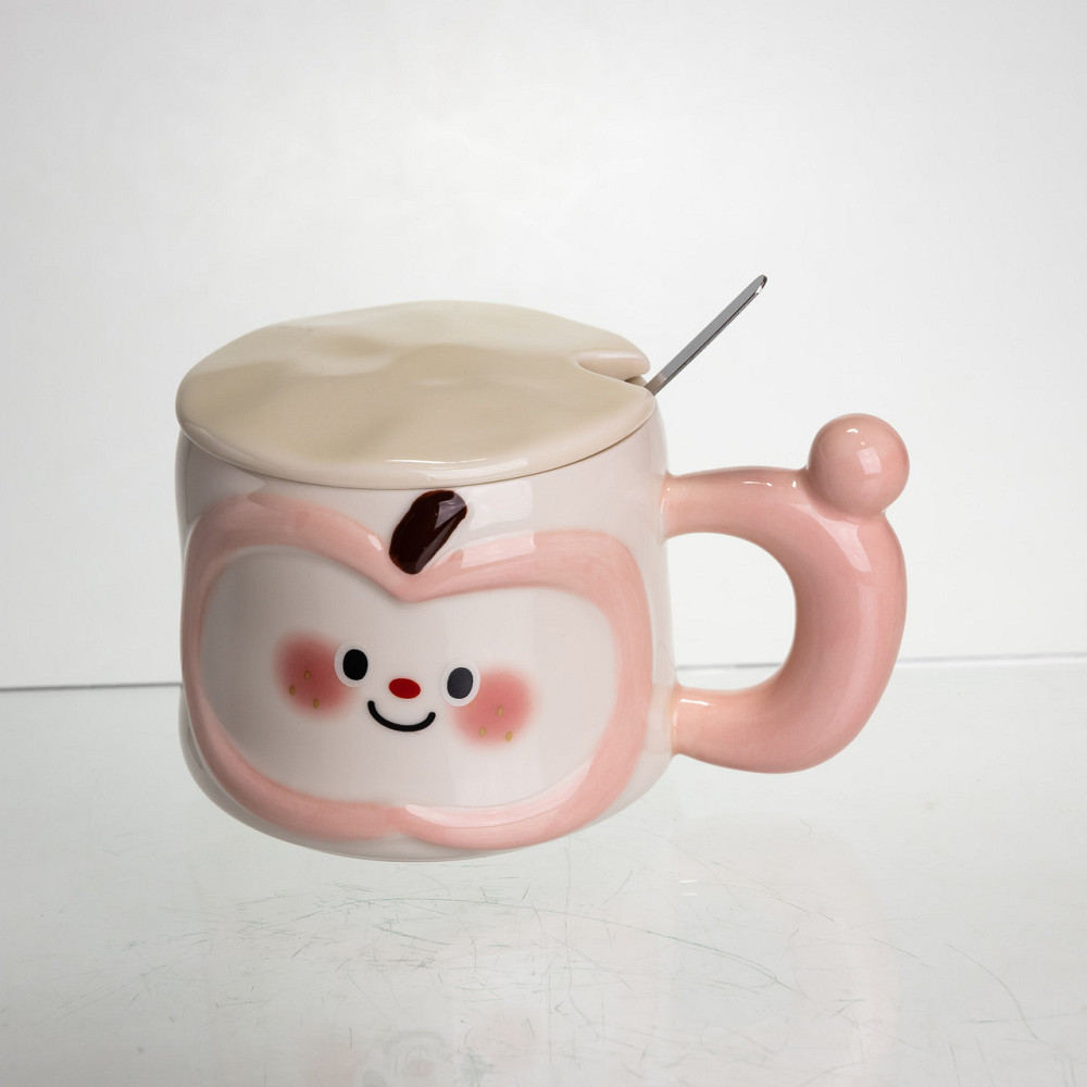Чашка з кришкою та ложкою, 400 мл, Рожева для дітей Київ - фото 3