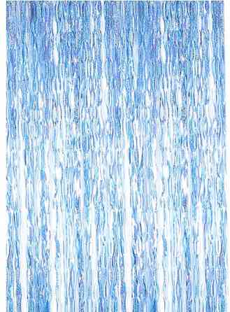 Дощик для фотозони хвилястий з голограмою 2 м на 1 м блакитний Київ