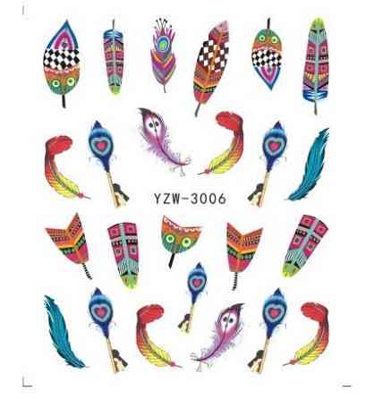 Наклейки для нігтів "Пір'ячко" YZW-3006 Київ