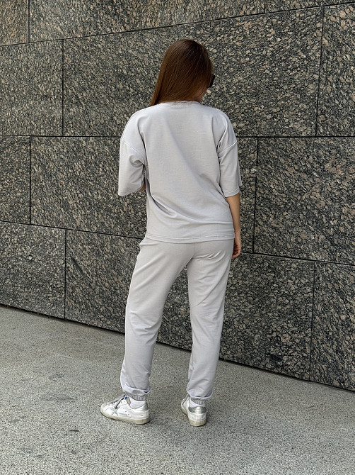 Спортивный костюм женский футболка и штаны джогеры Серый XS-S Харьков - изображение 7