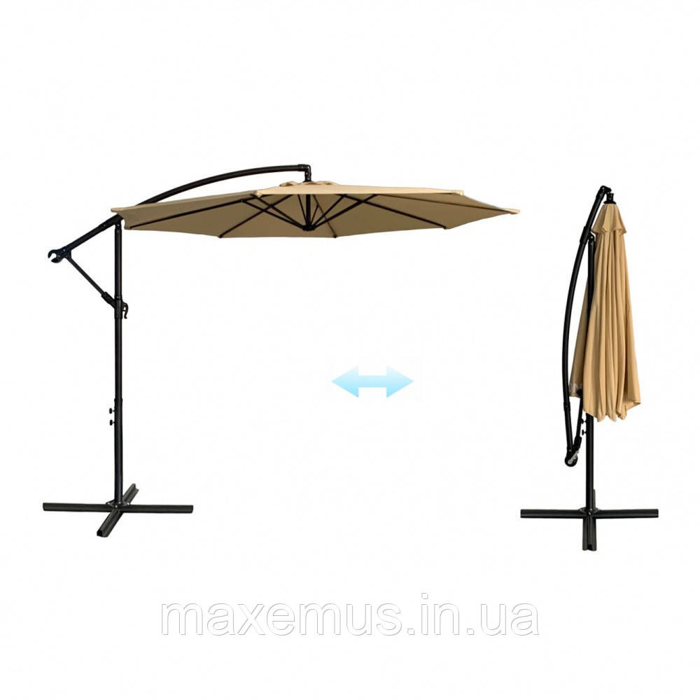 Садовая зонта регулируемая с наклоном Bonro B-7012 Бежевая (3м, 8 спиц) Большой зонт от солнца для террасы и кафе + Чехол Мостиска - изображение 19