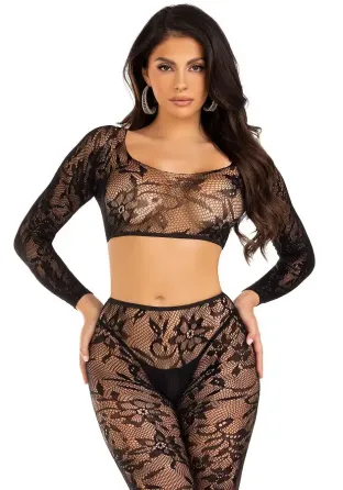 Комплект Leg Avenue Crop top & footless tights Black One Size Львів