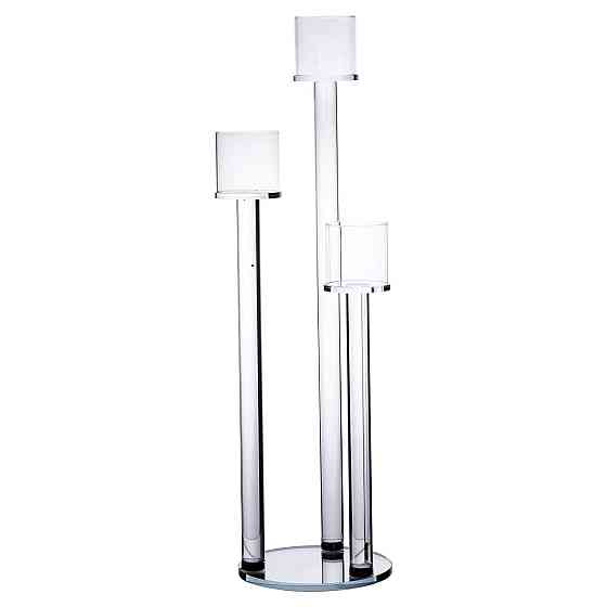 Підсвічник скляний на 3 свічки 16×57 см підсвічник декоративний прозорий на ніжці HP-4-15 Коломия