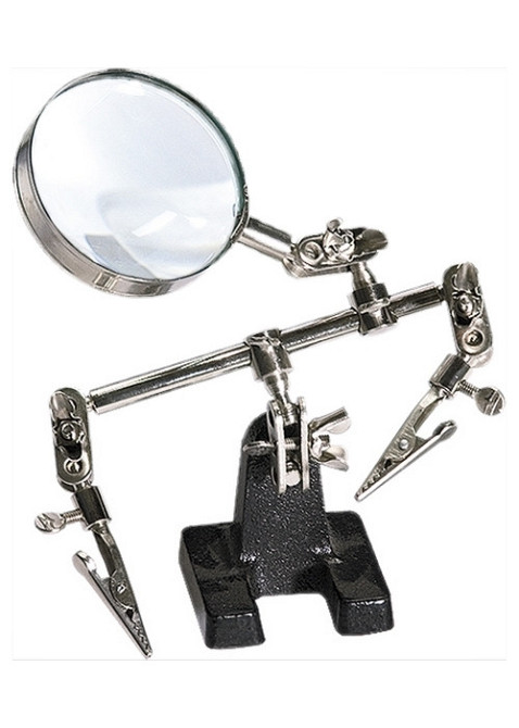 Зажим для пайки "Третя рука" з лупою Полтава - фото 1