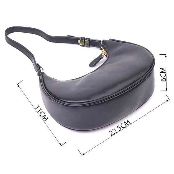 Модна жіноча сумка-хобо з натуральної гладкої шкіри 21288 Vintage Чорна Київ