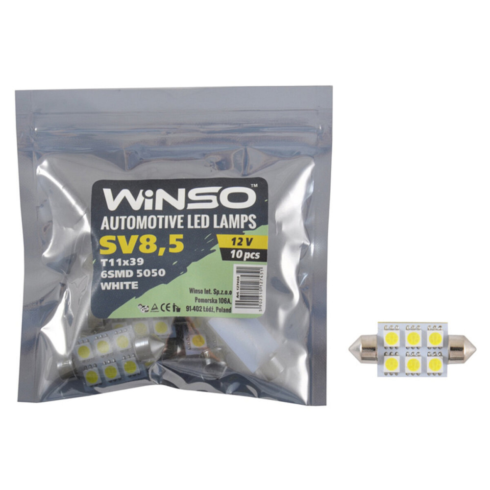 LED автолампа Winso 12V SMD SV8.5 T11x39, 10шт Київ - фото 1