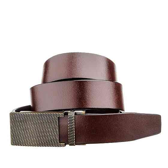 Оригінальний чоловічий ремінь з автоматичною латунною пряжкою Vintage 20214 Коричневий Київ