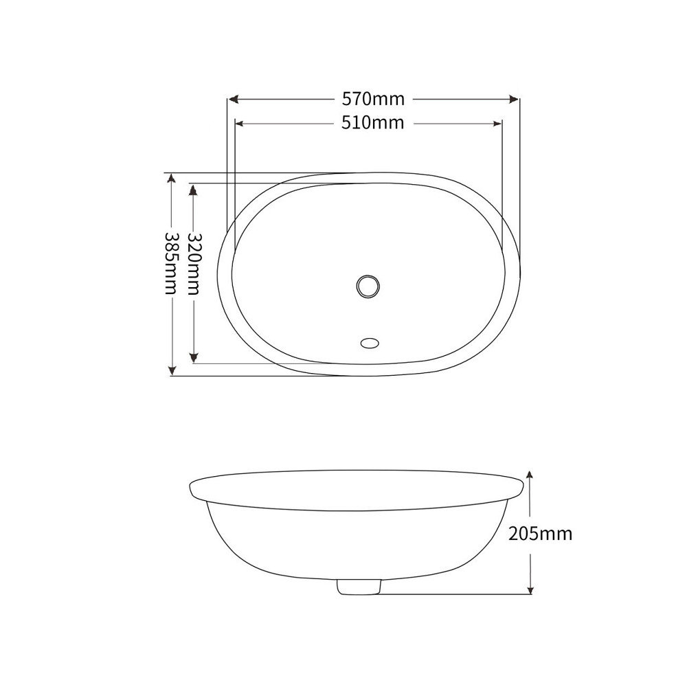 Раковина врізна під стільницю MIXXUS PREMIUM ELLIPSE-1701 570х385х205mm з переливом   ( MP6566 ) 28377 Харків - фото 8