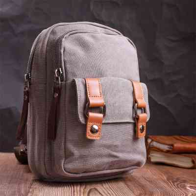 Сумка Vintage З двома відділеннями з щільного текстилю Сіра (22161) Вінниця