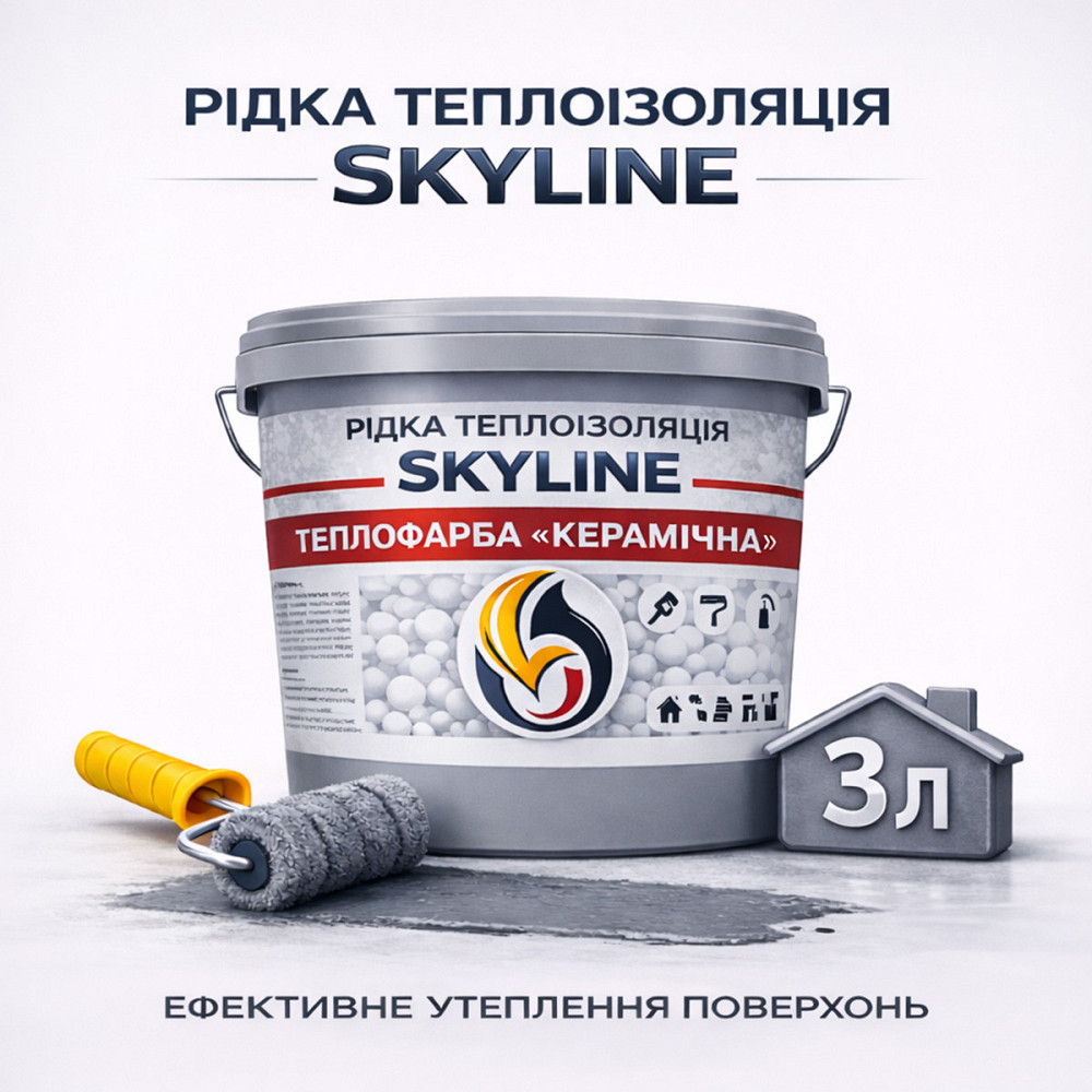 Рідка теплоізоляція Skyline керамічна теплофарба для утеплення стін, фасадів, покрівлі та трубопроводів Сіра 3 л Харків - фото 1