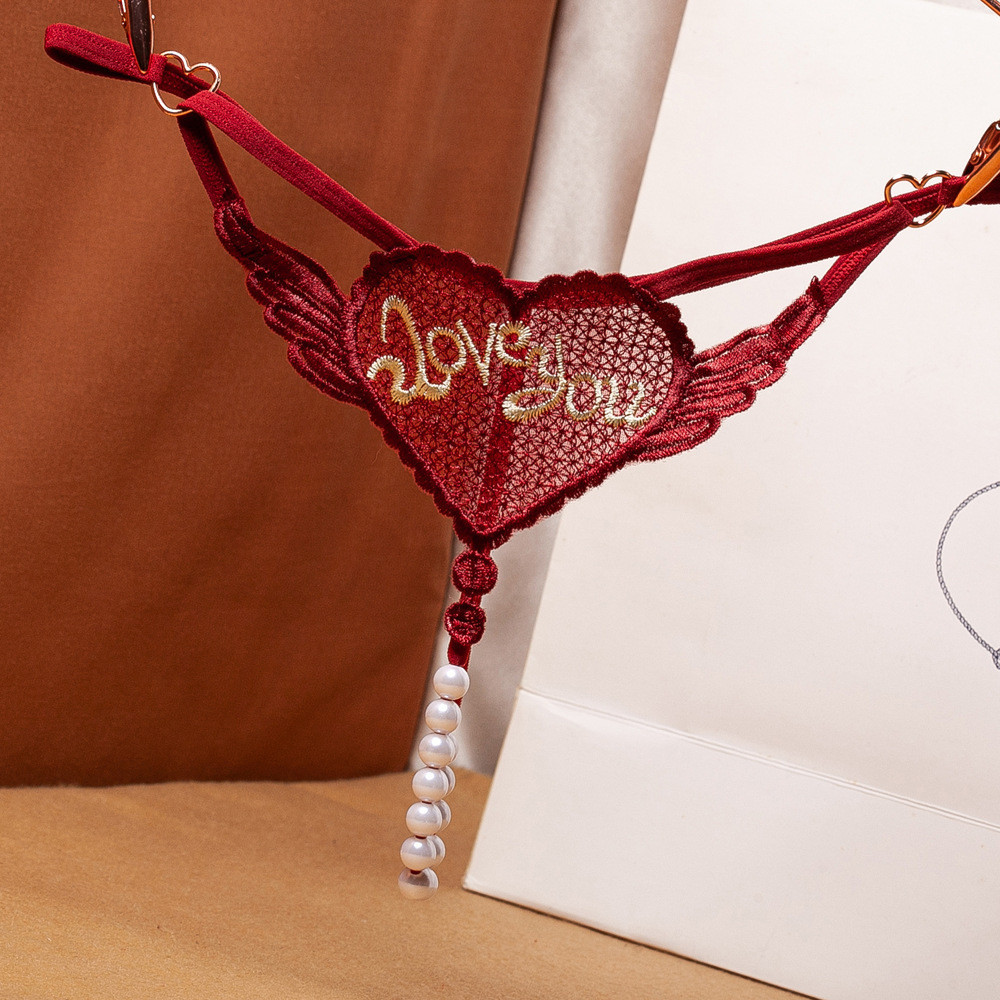 Трусики с бусинками Love you one size бордовый Киев - изображение 1