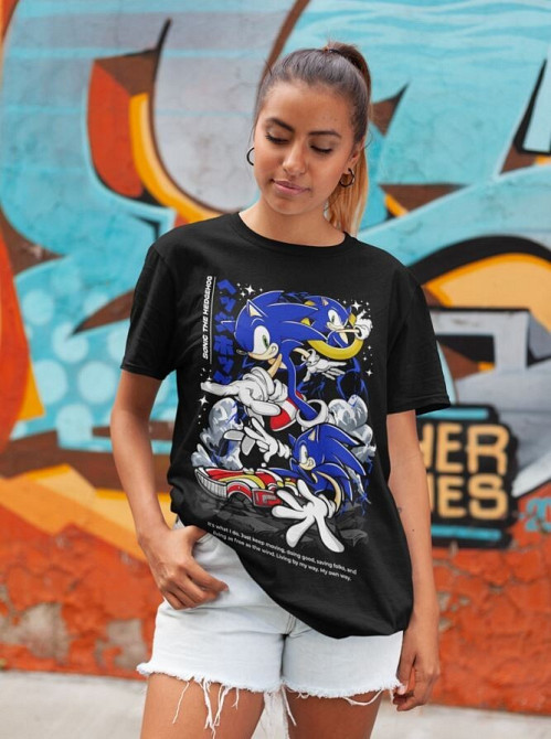 Футболка для хлопчика з аніме принтом Схадов Хедгехог Хероес Сонік оверсайз (зріст від 165 до 180) Чорний AnimeJ1198m Дніпро - фото 4