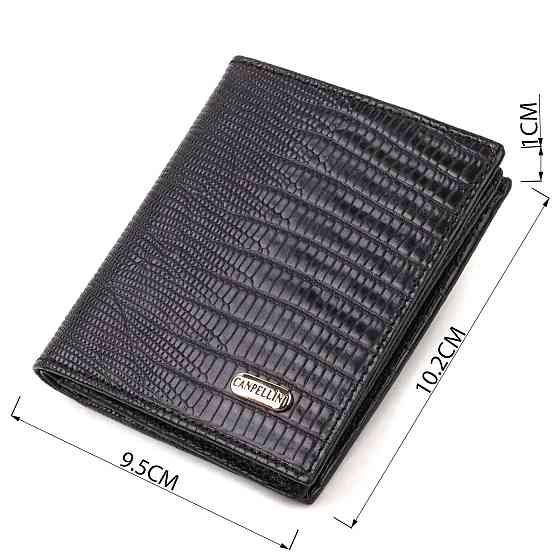 Шкіряне компактне портмоне для чоловіків з тисненням CANPELLINI 21739 Чорне Київ