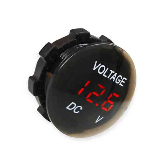 Вольтметр с дисплеем врезной 12/24В (круглый выпуклый 28мм) красная подсветка Мукачево