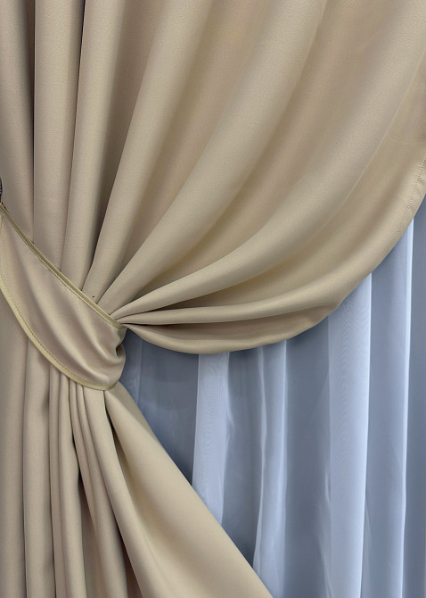 Комплект готових штор VR-Textil Bagema Rvs № 1545ш Бежевий 100х270 см 2 шт (31-765) Київ - фото 5