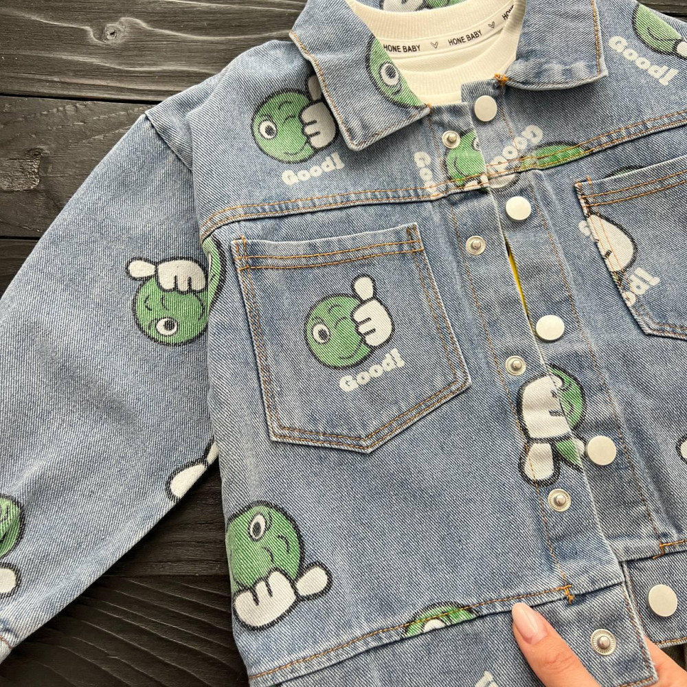 Дитячий Костюм Трійка (Реглан + Джинсовка + Штани) Зелений Hone Baby 80 пакунок малюка Киев - изображение 3