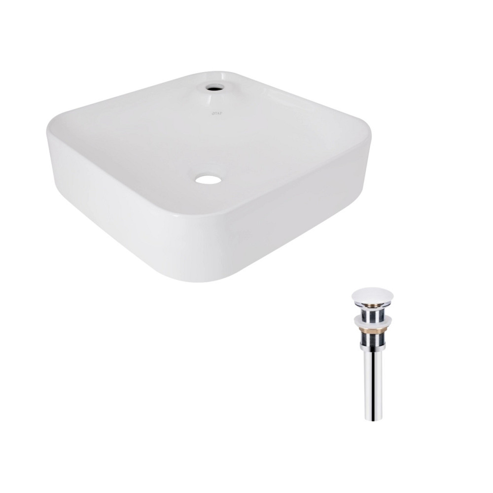 Комплект Qtap Stork: Раковина накладна квадратна 430x430x125 мм White + Донний клапан PU02 Київ - фото 7