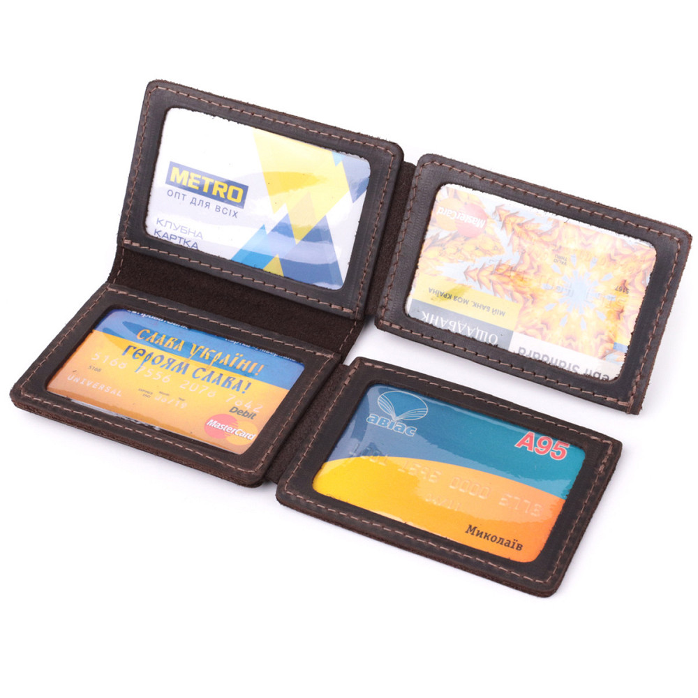 Стильна обкладинка на автодокументи у вінтажній шкірі GRANDE PELLE 22873 Темно-коричнева Київ - фото 7