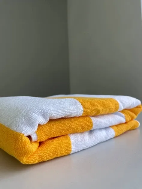 Пляжний рушник Ideal Textile махровий в смужку 90х170см (56860346) жовта смужка Чернівці - фото 3