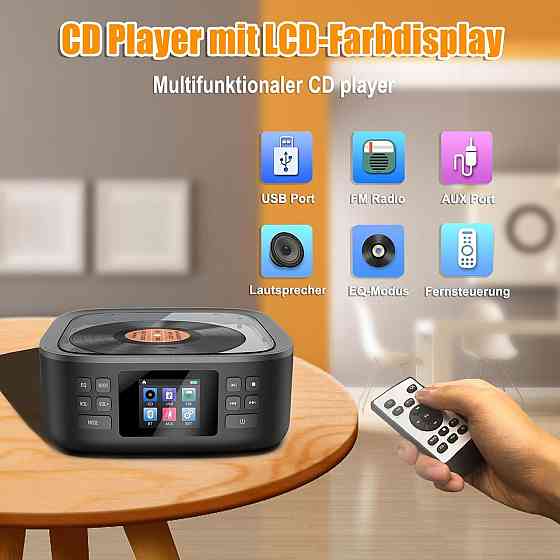 CD-плеєр портативний, програвач компакт-дисків з Bluetooth FM-радіо, стереодинаміками, пультом з акумулятором 3000 мАгод Київ