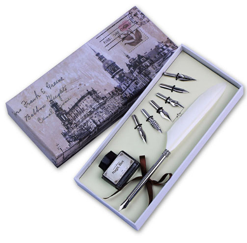 Ручка чорнила Перо подарунковий набір біла Київ - фото 1